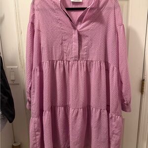 SAMSOE Pink Textured Midi Dress